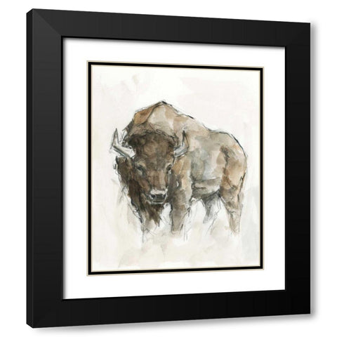 American Buffalo II Black Modern Wood Framed Art Print with Double Matting by Harper, Ethan
