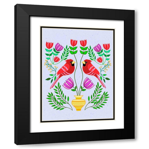 Folk Bird I Black Modern Wood Framed Art Print with Double Matting by Moore, Regina
