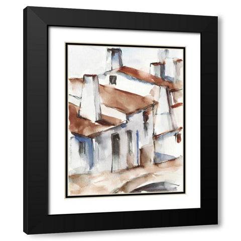 White Cottages I Black Modern Wood Framed Art Print with Double Matting by Harper, Ethan