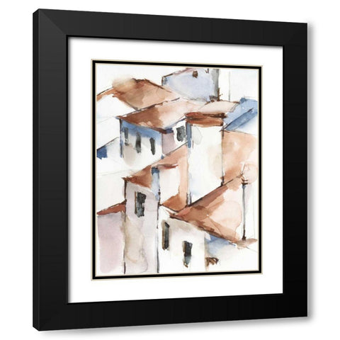 White Cottages II Black Modern Wood Framed Art Print with Double Matting by Harper, Ethan