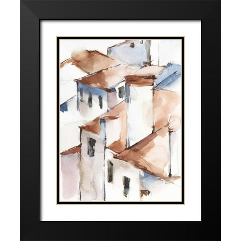 White Cottages II Black Modern Wood Framed Art Print with Double Matting by Harper, Ethan