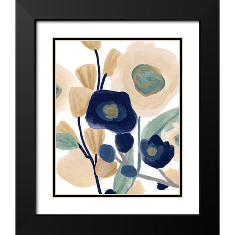 Blue Poppy Cascade I Black Modern Wood Framed Art Print with Double Matting by Vess, June Erica