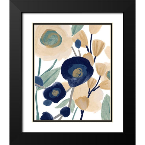Blue Poppy Cascade II Black Modern Wood Framed Art Print with Double Matting by Vess, June Erica