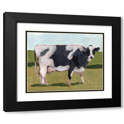 Cow Portrait I Black Modern Wood Framed Art Print with Double Matting by Wang, Melissa