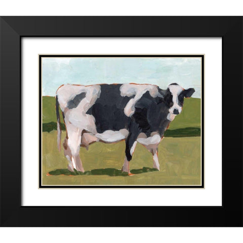 Cow Portrait I Black Modern Wood Framed Art Print with Double Matting by Wang, Melissa