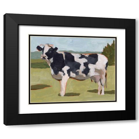 Cow Portrait II Black Modern Wood Framed Art Print with Double Matting by Wang, Melissa