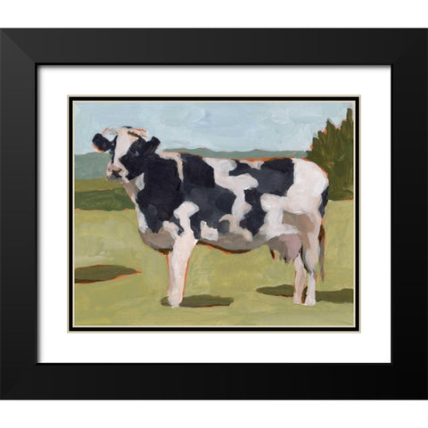 Cow Portrait II Black Modern Wood Framed Art Print with Double Matting by Wang, Melissa