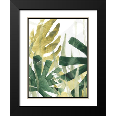 Palm Impression II Black Modern Wood Framed Art Print with Double Matting by Vess, June Erica