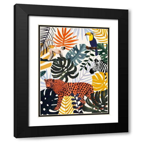 Jungle Jumble II Black Modern Wood Framed Art Print with Double Matting by Borges, Victoria