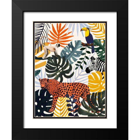 Jungle Jumble II Black Modern Wood Framed Art Print with Double Matting by Borges, Victoria