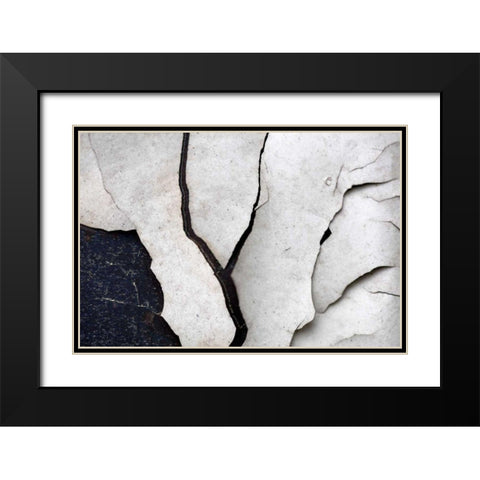 Abstract Fissure II Black Modern Wood Framed Art Print with Double Matting by Stramel, Renee W.