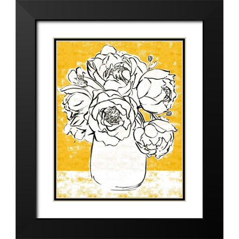 Golden Peony I Black Modern Wood Framed Art Print with Double Matting by Warren, Annie