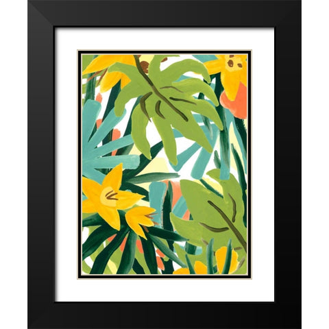 Palm Thatch II Black Modern Wood Framed Art Print with Double Matting by Vess, June Erica
