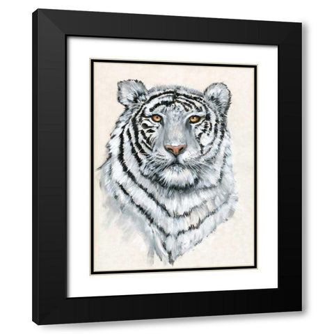 White Tiger II Black Modern Wood Framed Art Print with Double Matting by OToole, Tim