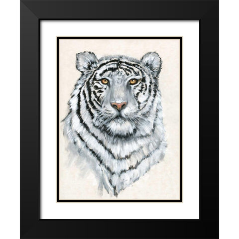 White Tiger II Black Modern Wood Framed Art Print with Double Matting by OToole, Tim