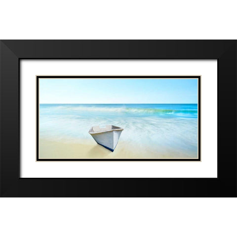 Boat on a Beach IV Black Modern Wood Framed Art Print with Double Matting by McLoughlin, James