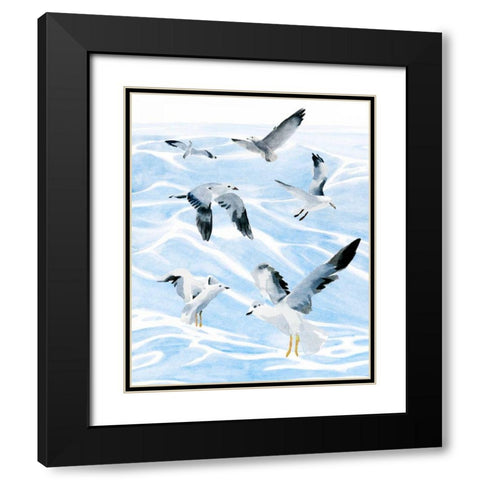 Seagull Soiree I Black Modern Wood Framed Art Print with Double Matting by Warren, Annie