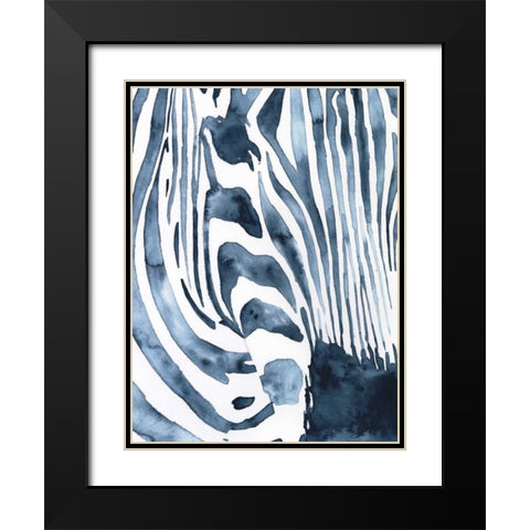 Indigo Zebra I Black Modern Wood Framed Art Print with Double Matting by Borges, Victoria