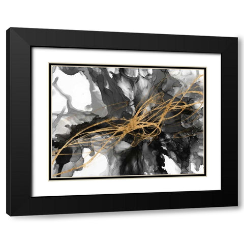 Golden Vortex I Black Modern Wood Framed Art Print with Double Matting by Goldberger, Jennifer
