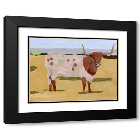 Longhorn Cattle II Black Modern Wood Framed Art Print with Double Matting by Wang, Melissa