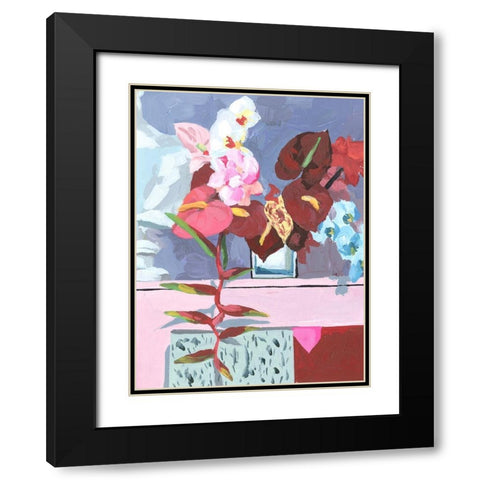 Flame Bouquet I Black Modern Wood Framed Art Print with Double Matting by Wang, Melissa