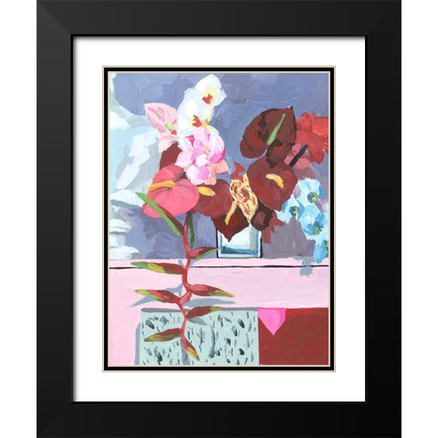 Flame Bouquet I Black Modern Wood Framed Art Print with Double Matting by Wang, Melissa