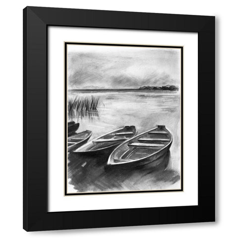 Bateau Noir I Black Modern Wood Framed Art Print with Double Matting by Parker, Jennifer Paxton