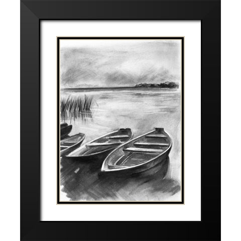 Bateau Noir I Black Modern Wood Framed Art Print with Double Matting by Parker, Jennifer Paxton
