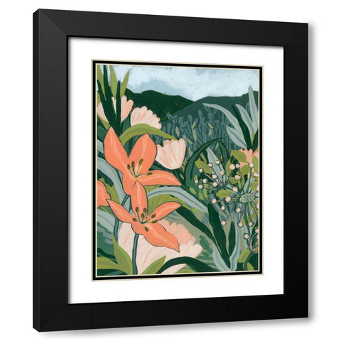 Spring Valley Blooms I Black Modern Wood Framed Art Print with Double Matting by Vess, June Erica