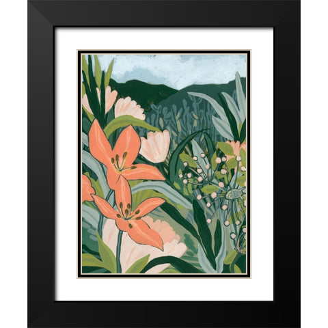 Spring Valley Blooms I Black Modern Wood Framed Art Print with Double Matting by Vess, June Erica