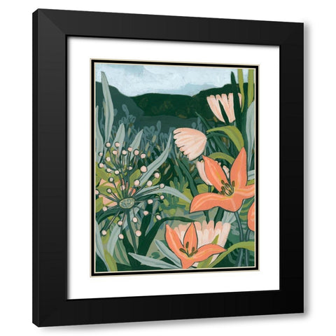 Spring Valley Blooms II Black Modern Wood Framed Art Print with Double Matting by Vess, June Erica