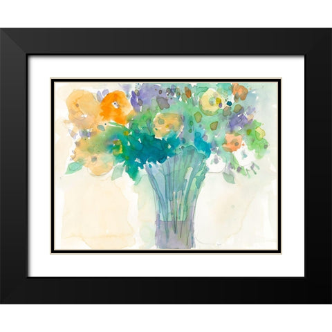 A Splash of Teal II Black Modern Wood Framed Art Print with Double Matting by Dixon, Samuel