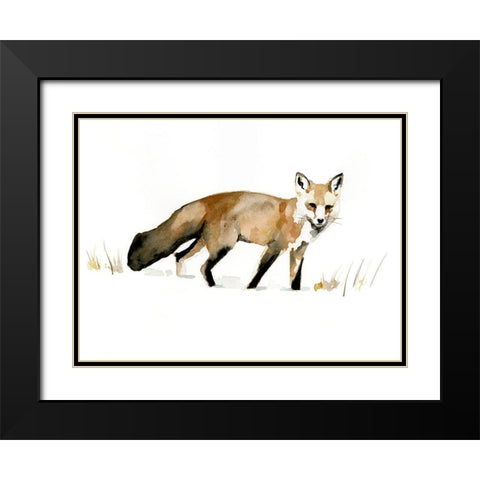 Winter Fox I Black Modern Wood Framed Art Print with Double Matting by Barnes, Victoria