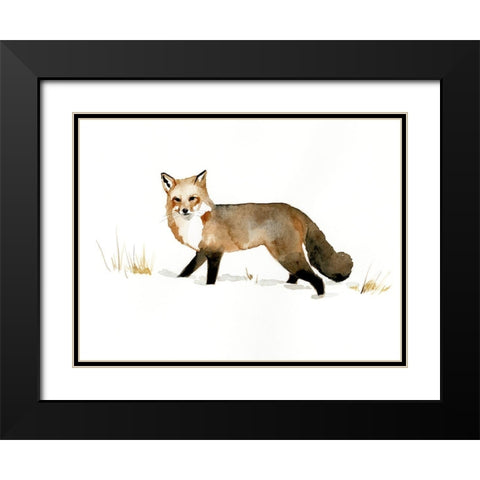 Winter Fox II Black Modern Wood Framed Art Print with Double Matting by Barnes, Victoria