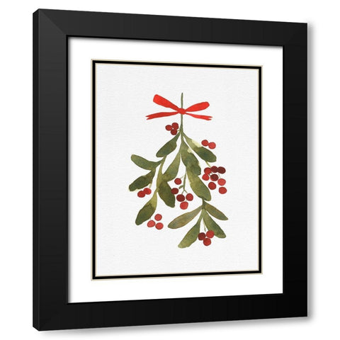 Mistletoe Bow II Black Modern Wood Framed Art Print with Double Matting by Caroline, Emma