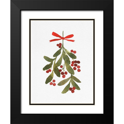 Mistletoe Bow II Black Modern Wood Framed Art Print with Double Matting by Caroline, Emma
