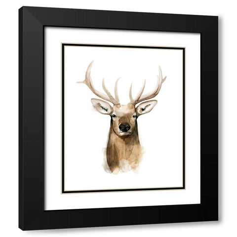 Watercolor Elk Portrait I Black Modern Wood Framed Art Print with Double Matting by Popp, Grace