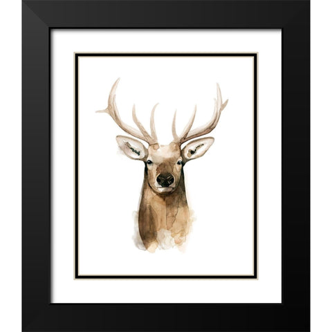 Watercolor Elk Portrait I Black Modern Wood Framed Art Print with Double Matting by Popp, Grace