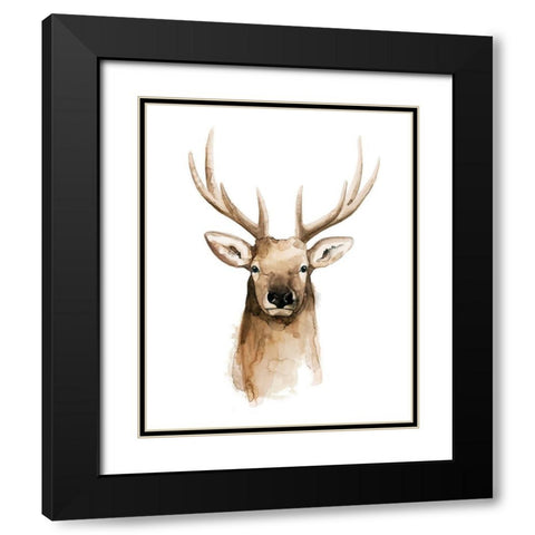 Watercolor Elk Portrait II Black Modern Wood Framed Art Print with Double Matting by Popp, Grace