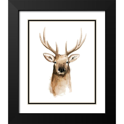 Watercolor Elk Portrait II Black Modern Wood Framed Art Print with Double Matting by Popp, Grace