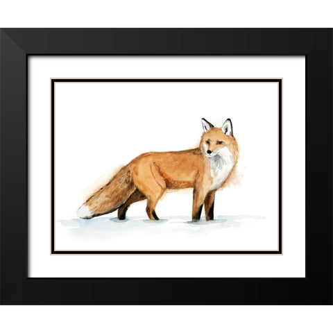 Snow Fox I Black Modern Wood Framed Art Print with Double Matting by Popp, Grace