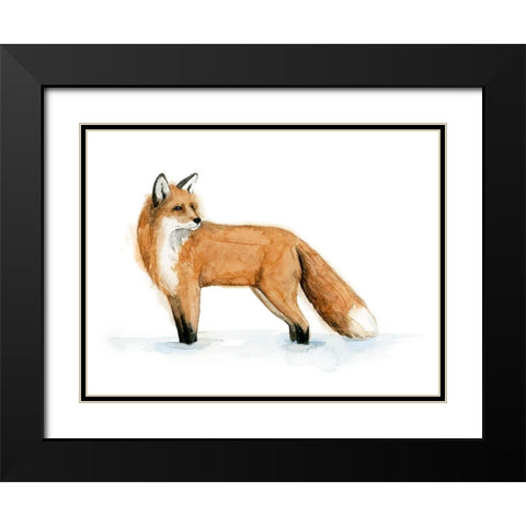 Snow Fox II Black Modern Wood Framed Art Print with Double Matting by Popp, Grace