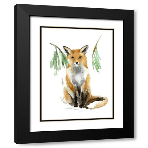 Snowy Fox I Black Modern Wood Framed Art Print with Double Matting by Warren, Annie
