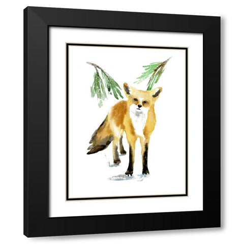 Snowy Fox II Black Modern Wood Framed Art Print with Double Matting by Warren, Annie