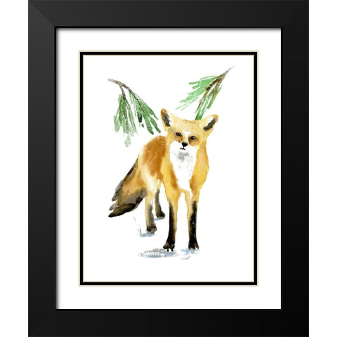 Snowy Fox II Black Modern Wood Framed Art Print with Double Matting by Warren, Annie