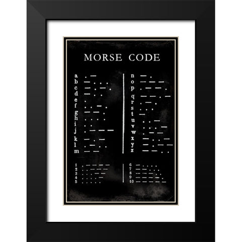 Morse Code Chart Black Modern Wood Framed Art Print with Double Matting by Vision Studio