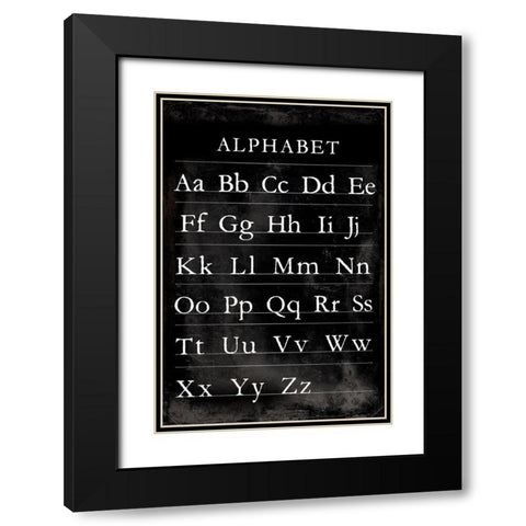 Alphabet Chart Black Modern Wood Framed Art Print with Double Matting by Vision Studio