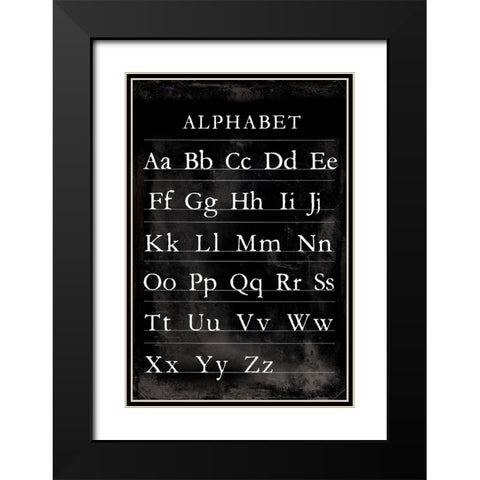 Alphabet Chart Black Modern Wood Framed Art Print with Double Matting by Vision Studio