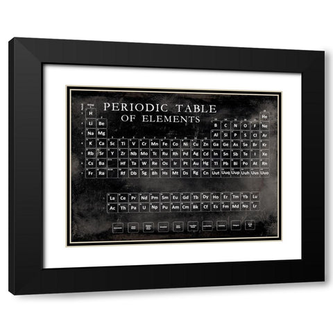 Periodic Table Black Modern Wood Framed Art Print with Double Matting by Vision Studio