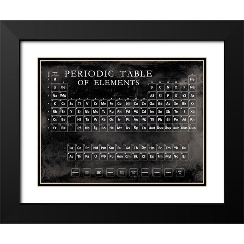 Periodic Table Black Modern Wood Framed Art Print with Double Matting by Vision Studio